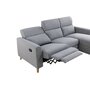 Canapé d'angle droit de relaxation  manuel avec coffre en tissu gris  et pieds bois hêtre BERKAM