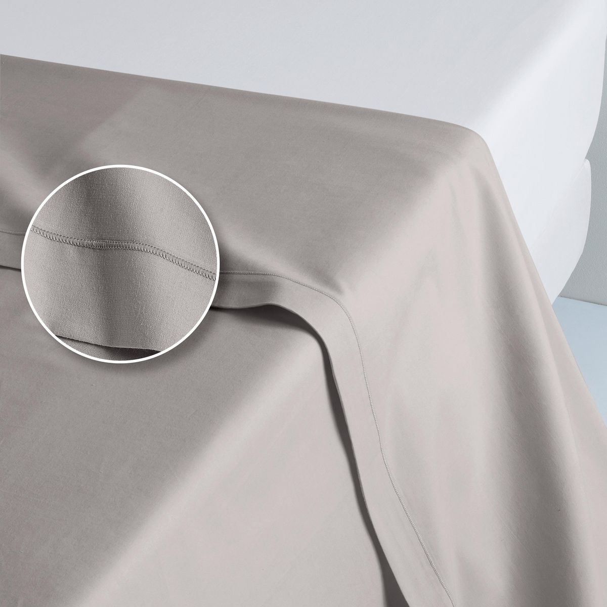 ACTUEL Drap plat uni en coton 57 fils 