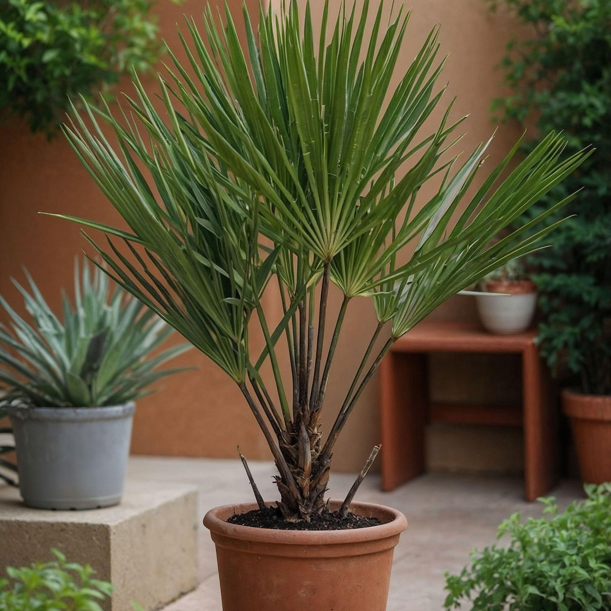 PLANT IN A BOX Palmier nain - Set de 2 - Chamaerops humilis - Hauteur 50-60cm - ⌀15cm