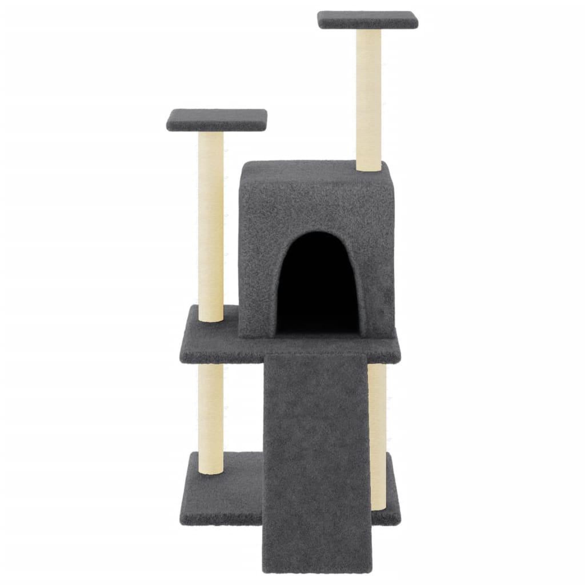 Voir la diapositive 3 : VIDAXL Arbre a chat avec griffoirs en sisal gris fonce 110 cm