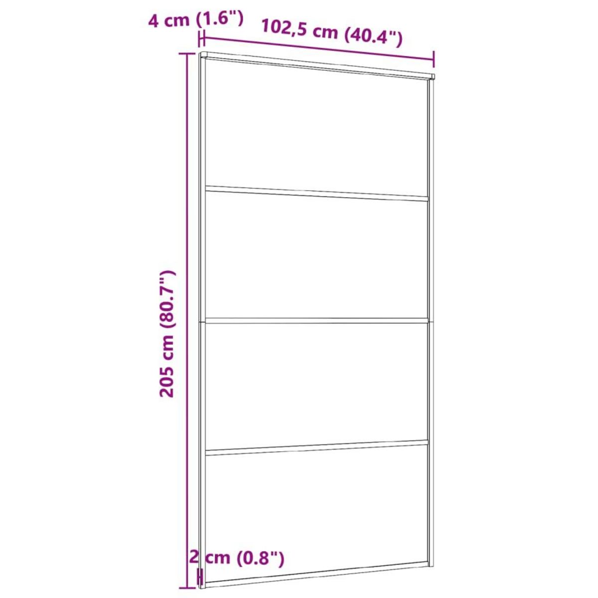 VIDAXL Porte coulissante Aluminium et verre ESG 102,5x205 cm Noir