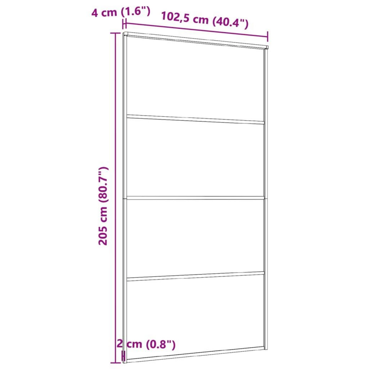 VIDAXL Porte coulissante Aluminium et verre ESG 102,5x205 cm Noir