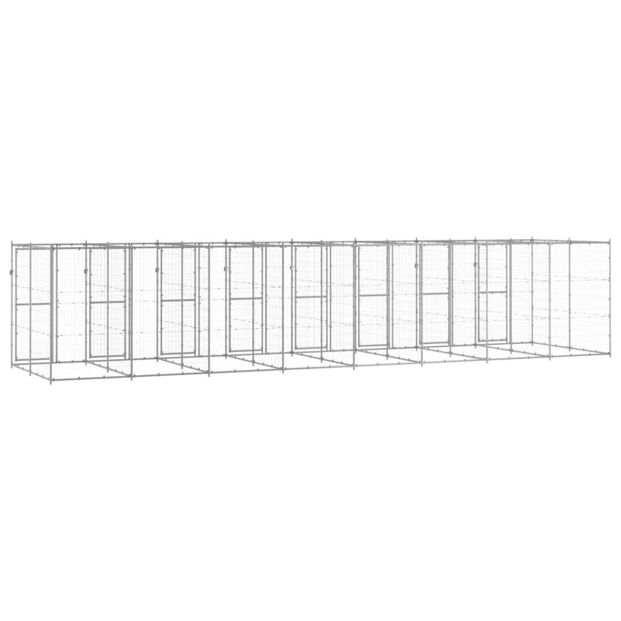 Voir la diapositive 4 : VIDAXL Chenil exterieur Acier galvanise 19,36 m²