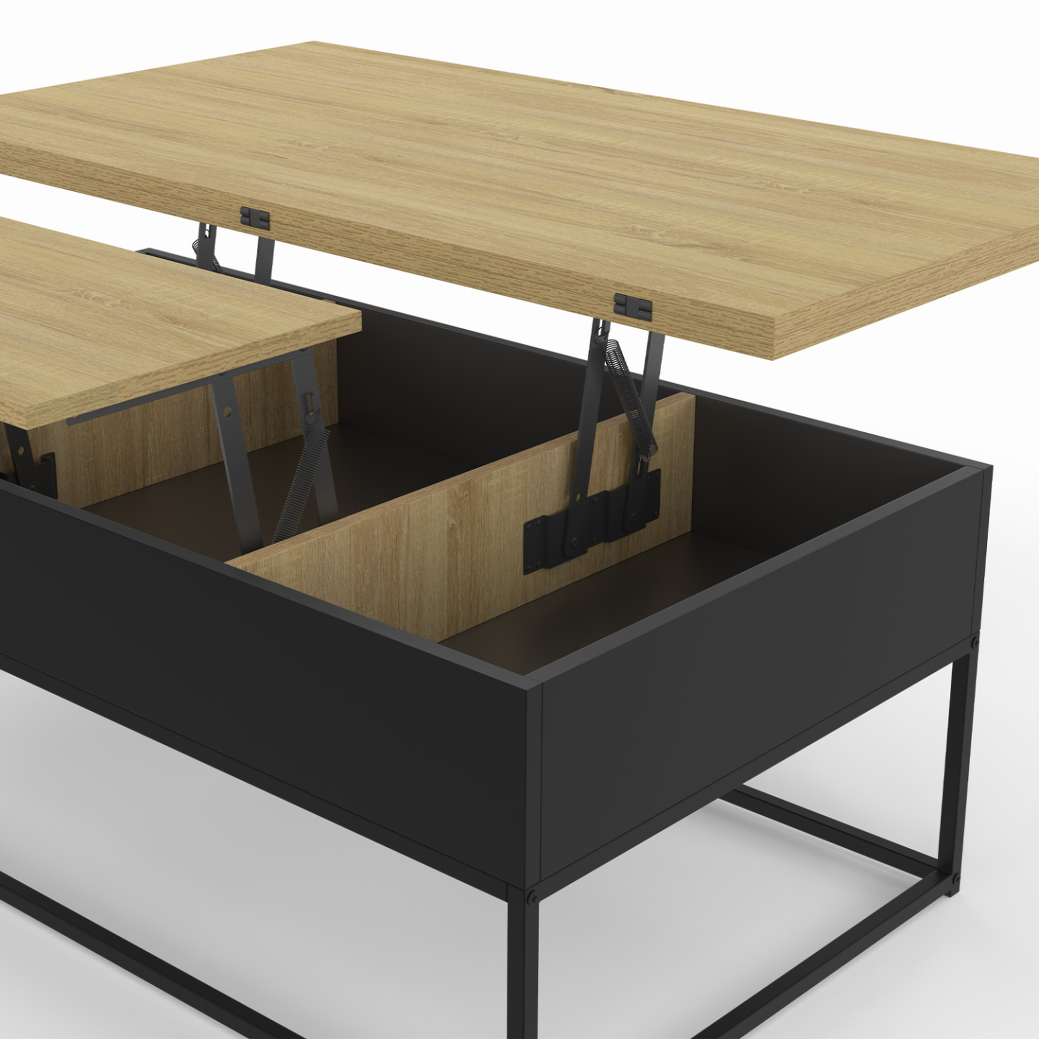 Voir la diapositive 6 : ID MARKET Table basse plateau relevable rectangulaire convertible en table à manger boston 100 cm design industriel
