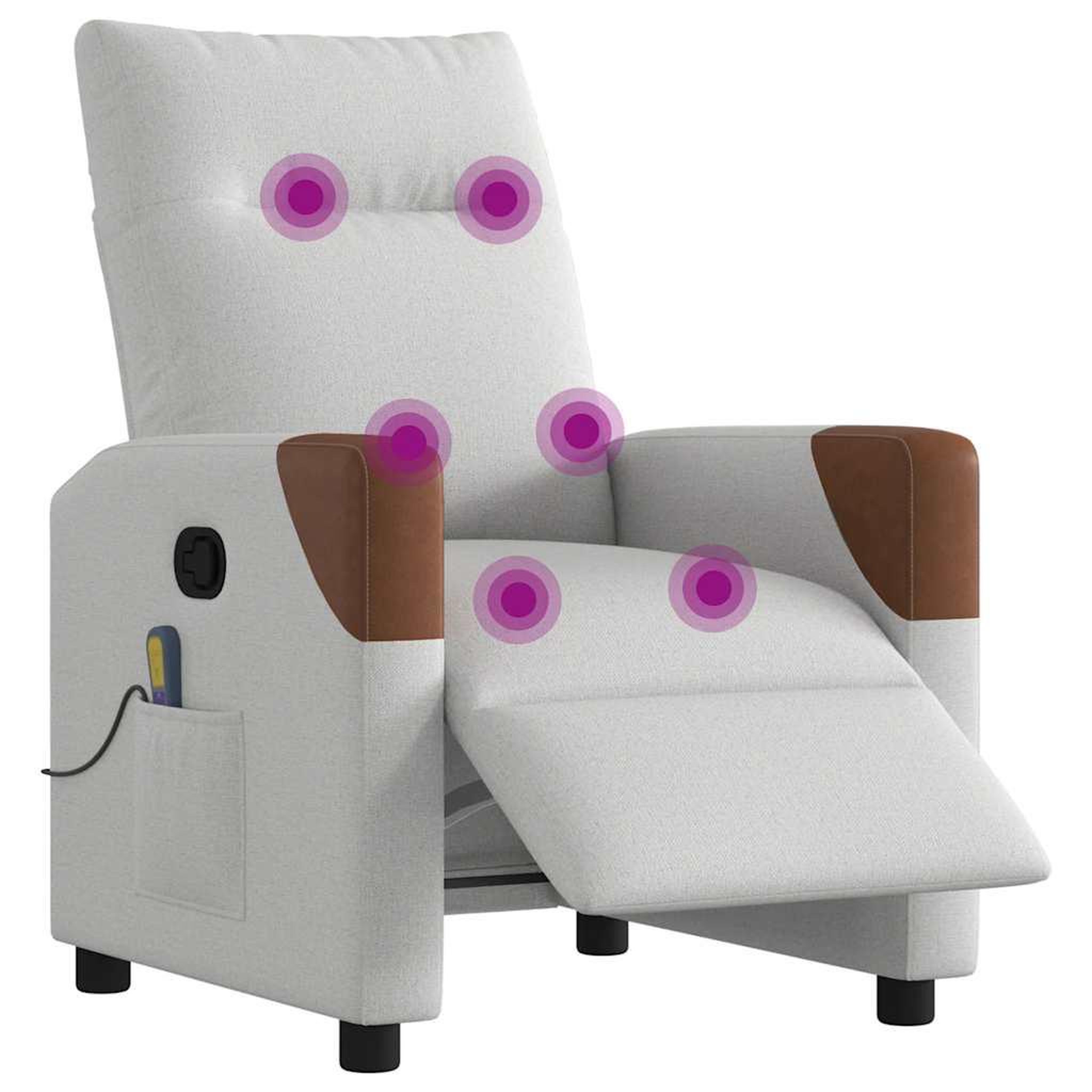 Voir la diapositive 3 : VIDAXL Fauteuil de massage inclinable electrique gris nuage tissu