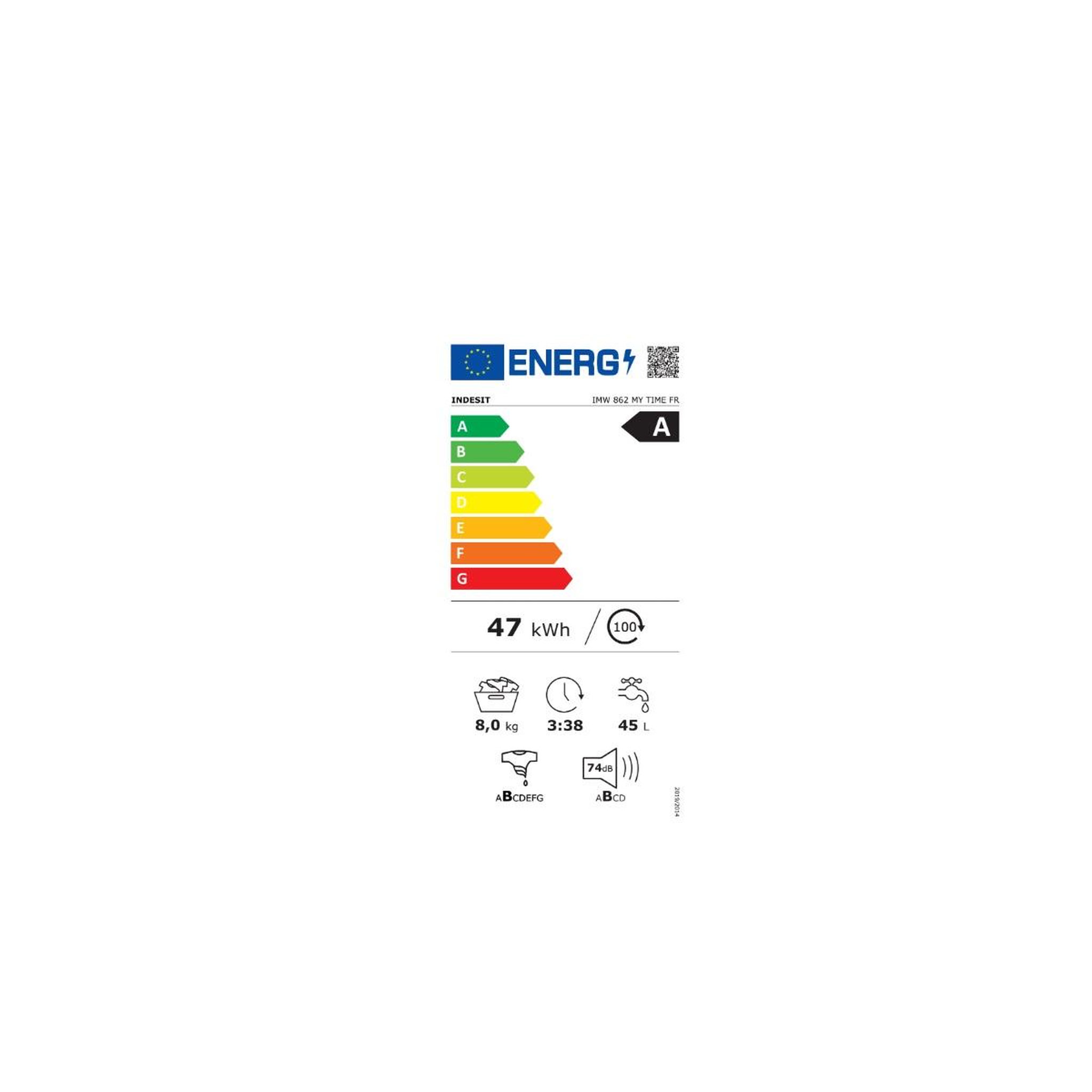 Voir la diapositive 2 : Indesit Lave-linge frontal 8kg 1200 tours/min blanc - IMW862MYTIMEFR