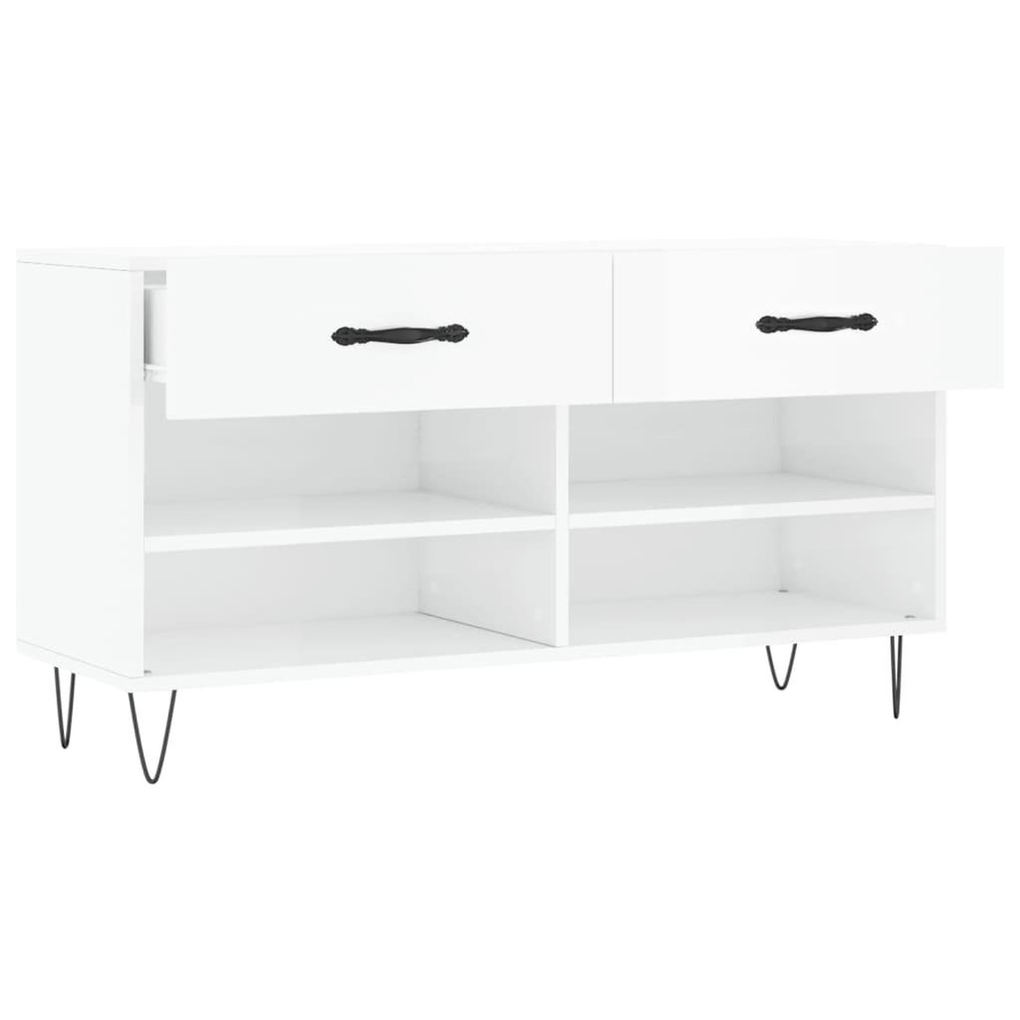 Voir la diapositive 5 : VIDAXL Banc a chaussures blanc brillant 102x35x55 cm bois d'ingenierie