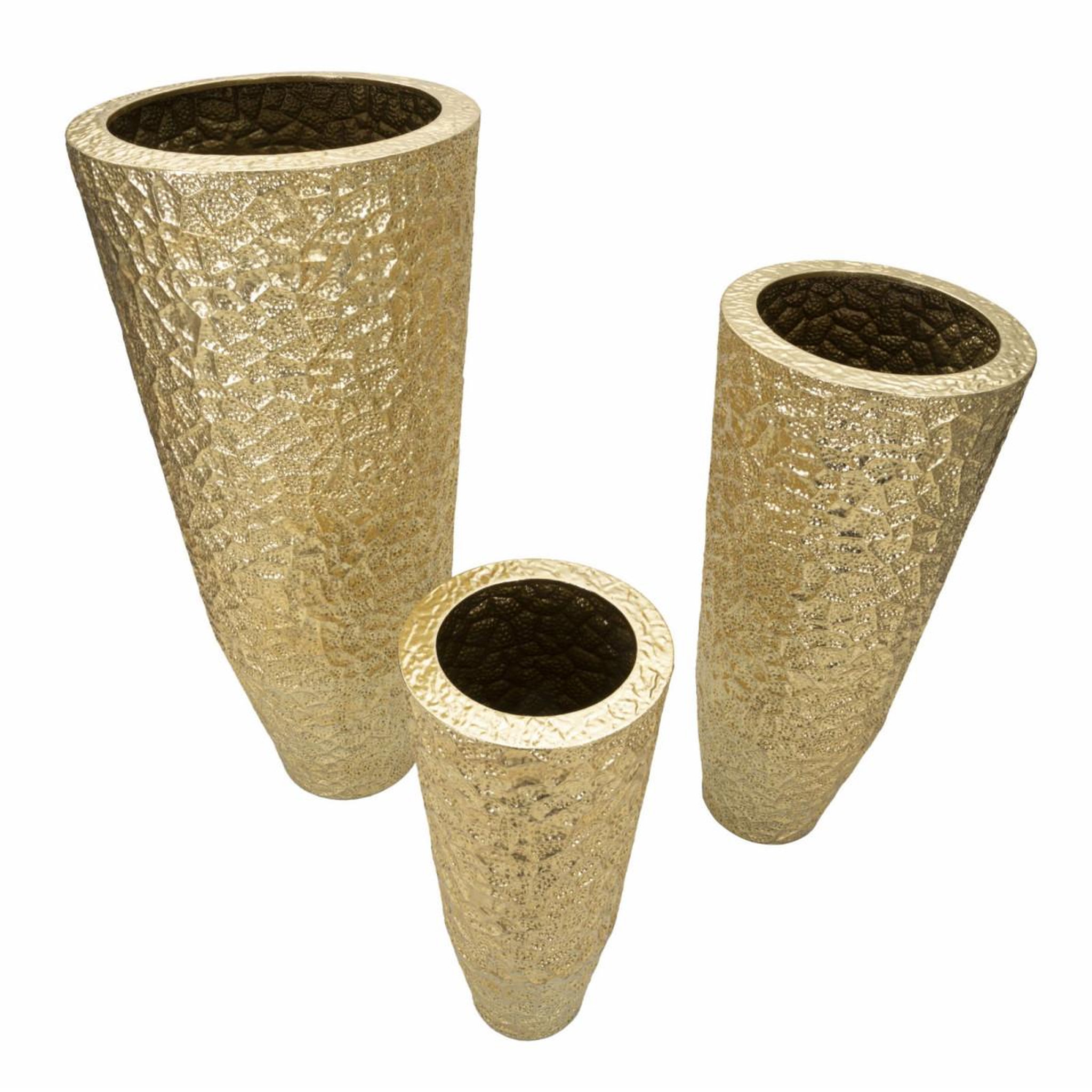 Voir la diapositive 2 : Paris Prix Lot de 3 vases en métal  glasy  114cm or