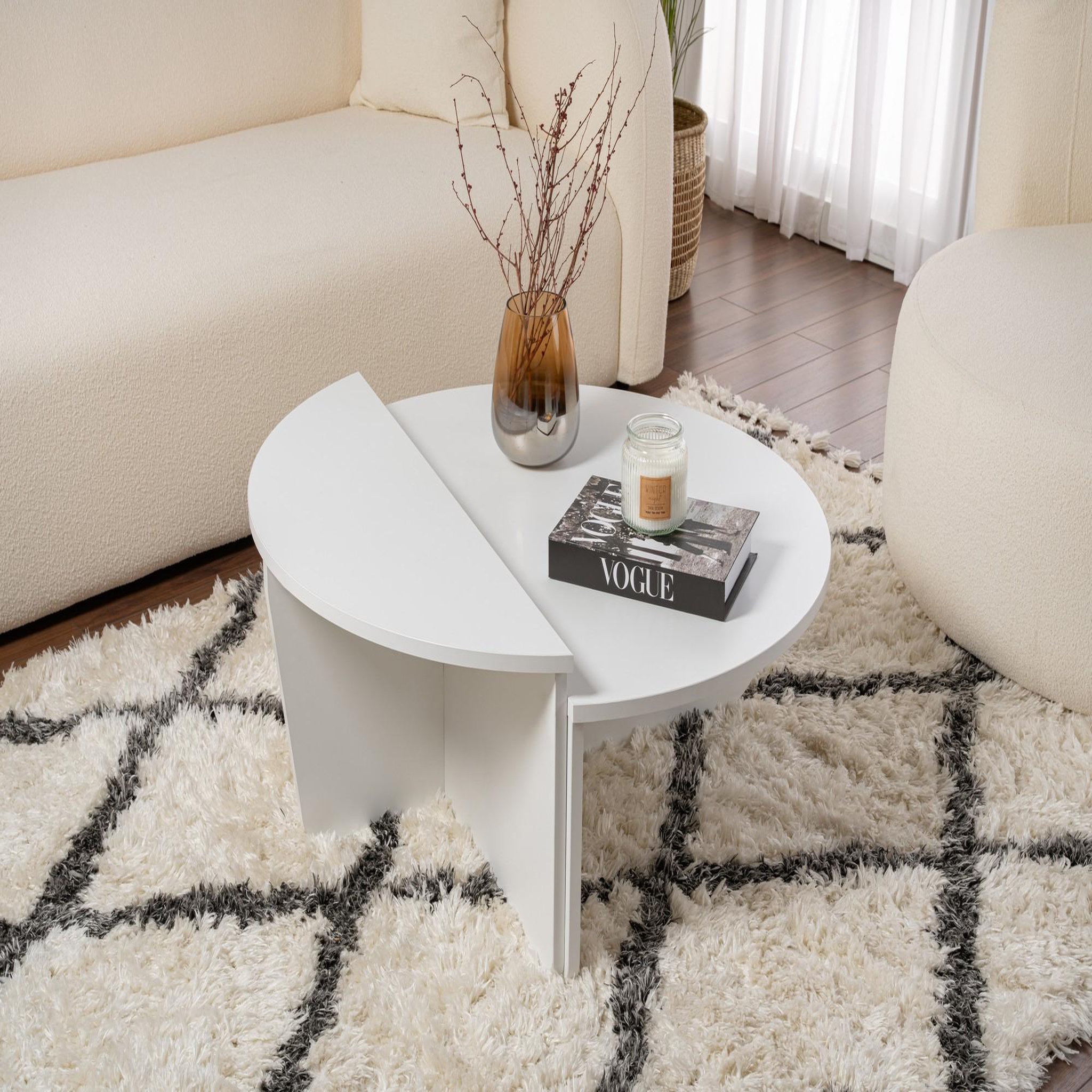 Voir la diapositive 3 : Habitat et Jardin Table basse en bois  orion  - 90 x 60 x 30 cm - blanc