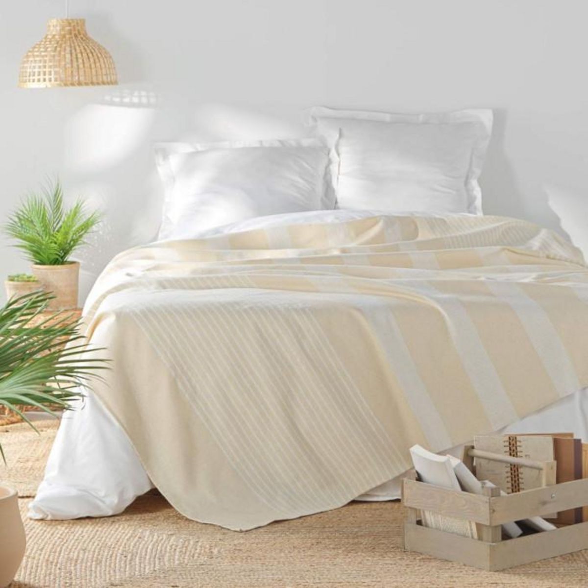 Paris Prix Couvre-Lit Tissé Imprimé  Adele  240x260cm Naturel