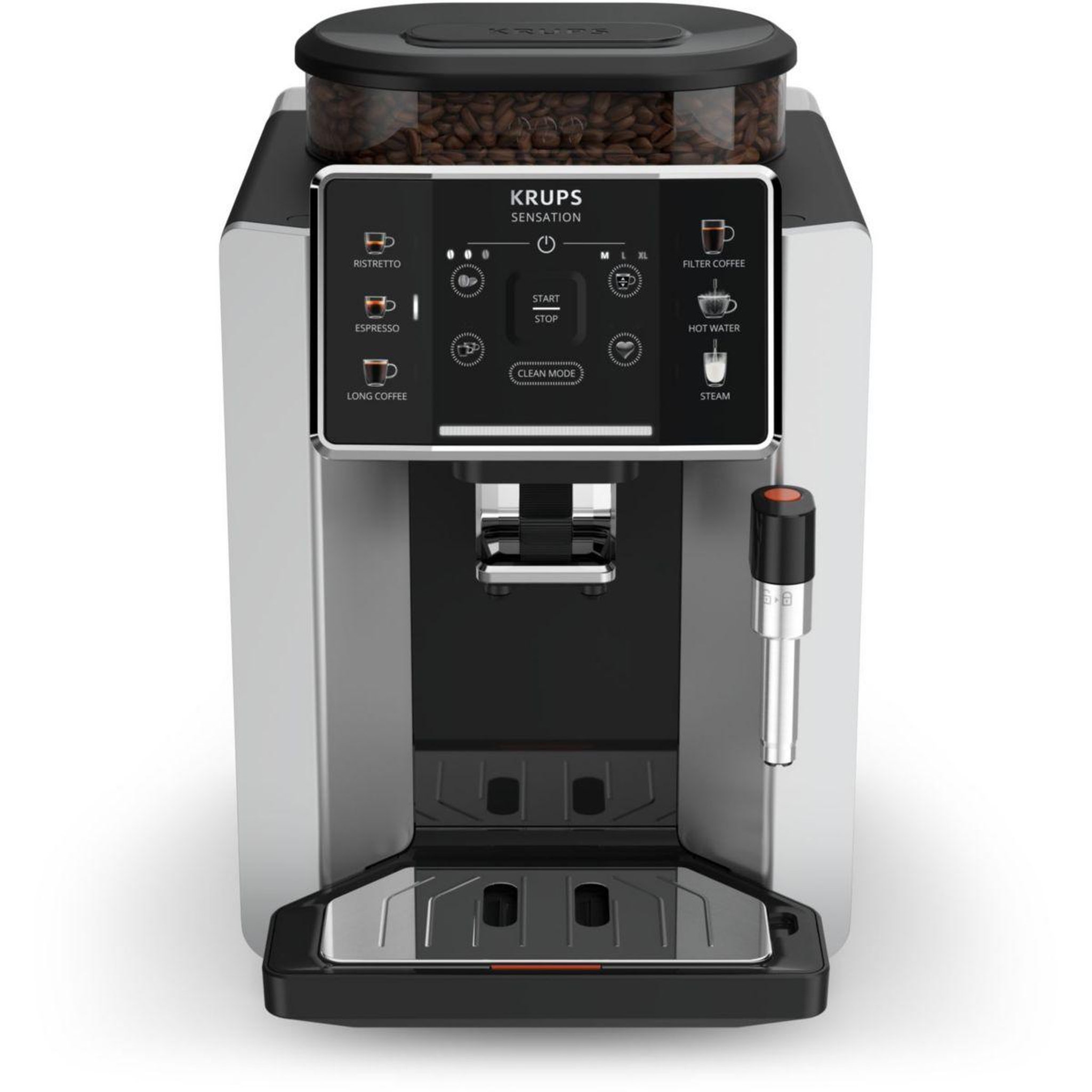 Voir la diapositive 2 : KRUPS Expresso broyeur ea910e10 sensation silver