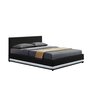 CONCEPT USINE Cadre de lit en PU noir avec rangements et LED intégrées 140x190 cm NEW YORK