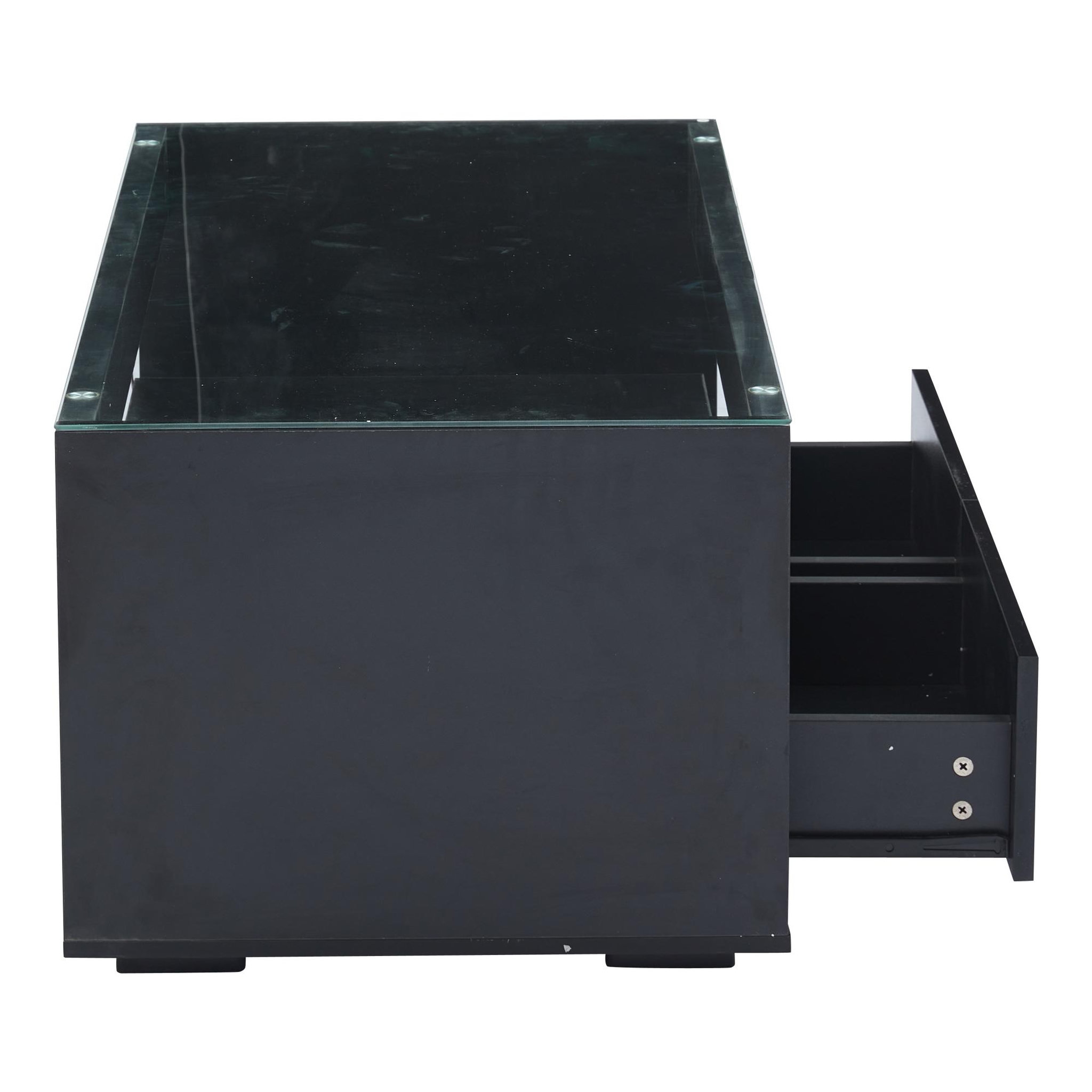 Voir la diapositive 6 : MERAX Table Basse Avec 2 Tiroirs Et LED Noir