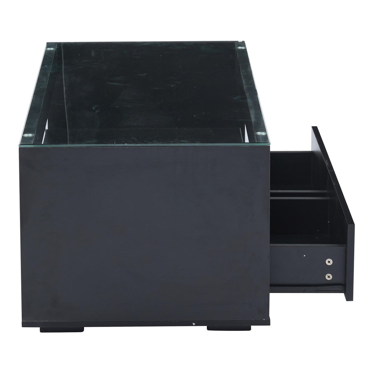 MERAX Table Basse Avec 2 Tiroirs Et LED Noir