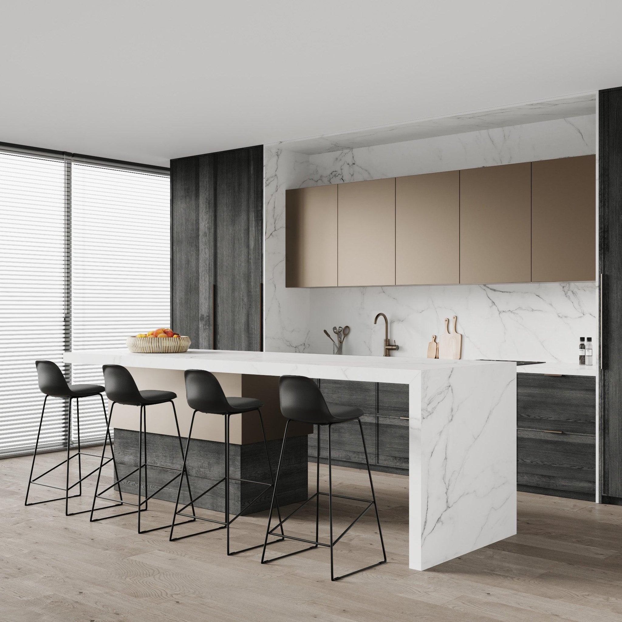 Voir la diapositive 6 : MAISON PAVANE Lot de 2 chaises de bar noires 75 cm-leni
