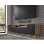 Voir la diapositive 3 : BEST MOBILIER Velato - meuble tv - effet bois et noir - 195 cm