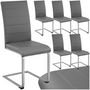 Voir la diapositive 1 : tectake Ensemble de chaises de salle à manger rembourré avec revêtement aspect cuir gris Lot de 6