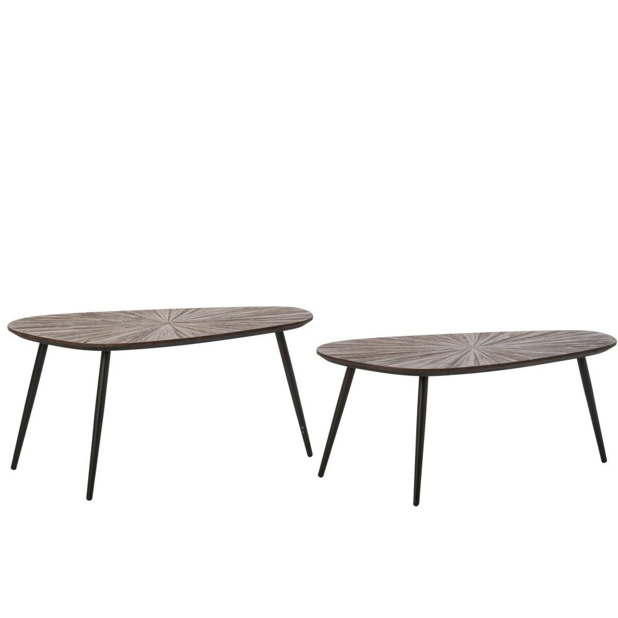 Voir la diapositive 2 : J-LINE Lot de 2 tables basses en bois  ray  84cm marron