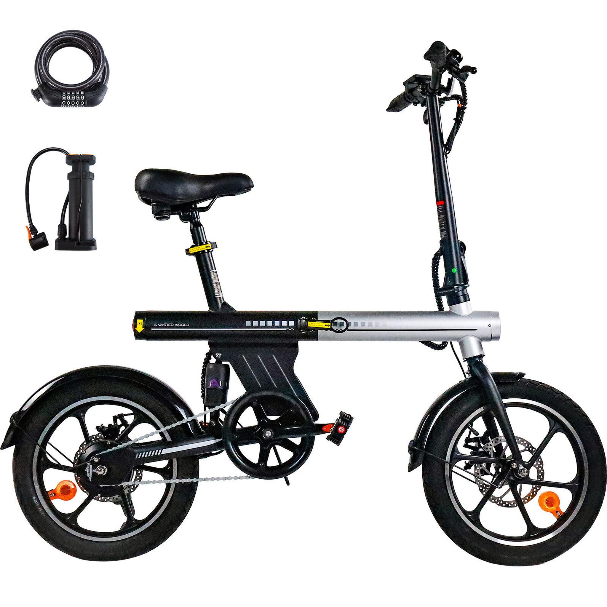 Voir la diapositive 3 : AVDL Vélo électrique pliable avdl a11, 16 pouces, batterie longue autonomie 460 wh, gris