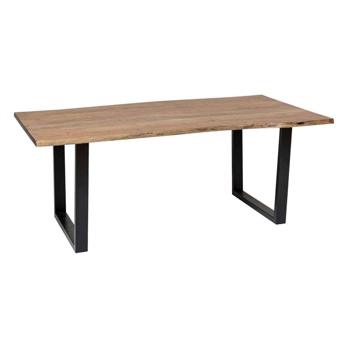 ATMOSPHERA Table à manger en bois pour 8 personnes SKIDAL - Marron et noir