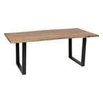 ATMOSPHERA Table à manger en bois pour 8 personnes SKIDAL - Marron et noir