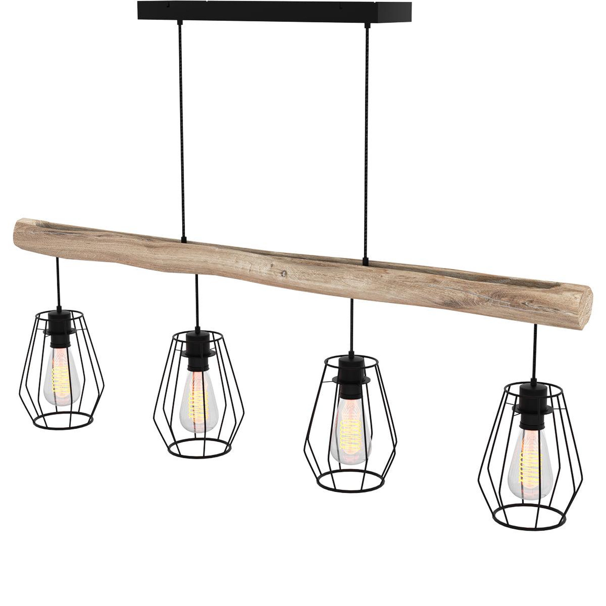 Voir la diapositive 6 : MAISON PAVANE Suspension en bois et métal 4 lampes-Clotilde