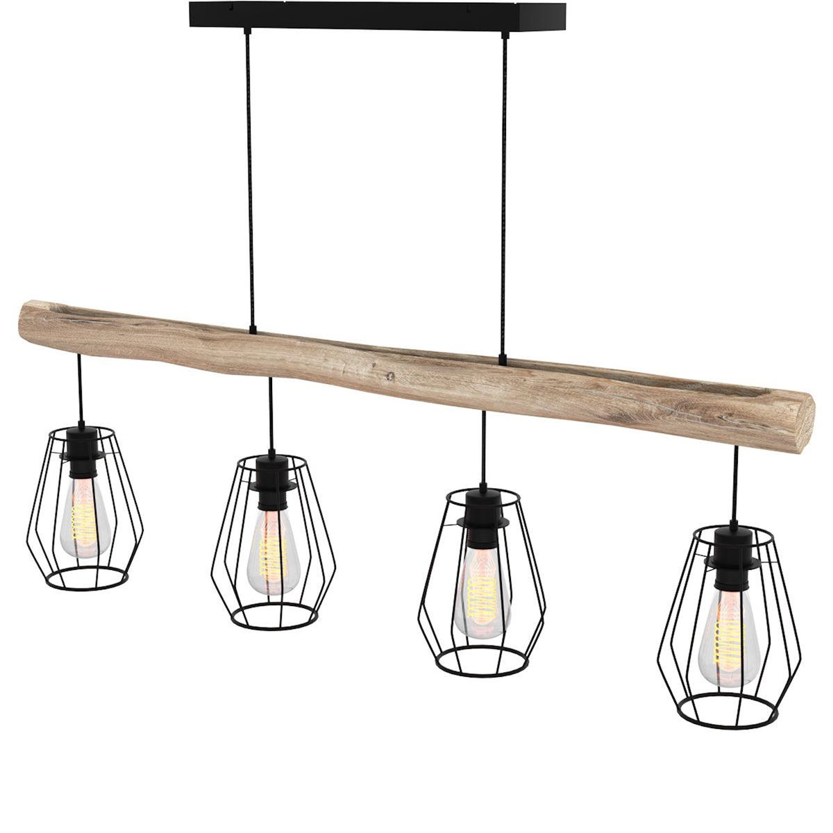 MAISON PAVANE Suspension en bois et métal 4 lampes-Clotilde