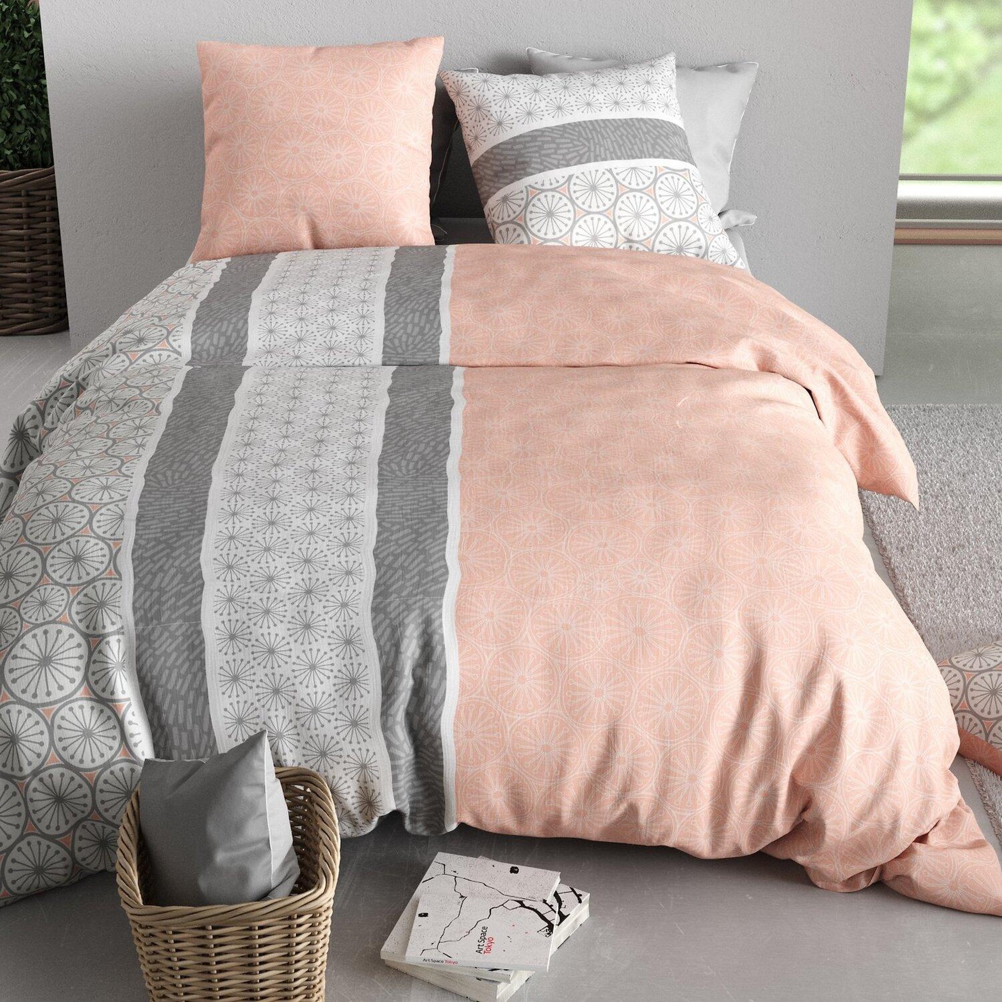 Voir la diapositive 5 : ATELIER DU COTON Parure Housse De Couette 100% Coton 57fils Coraline