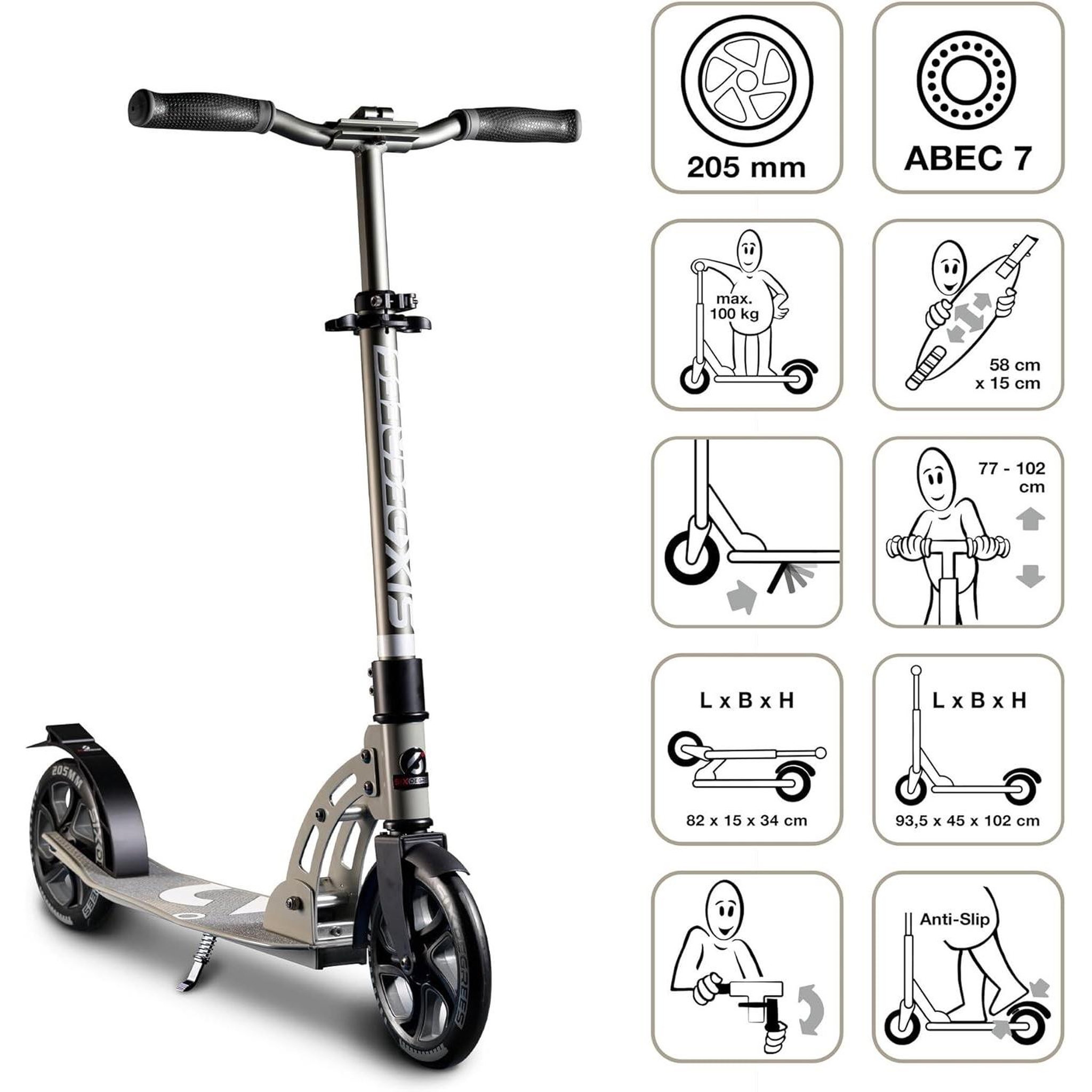 SIX DEGREES Trottinette aluminium 205 mm