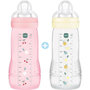 Voir la diapositive 1 : MAM Lot de 2 Biberons - MAM BABY - Easy Active - +6 mois - 330 ml - Tétine débit X - Berry + Pearl