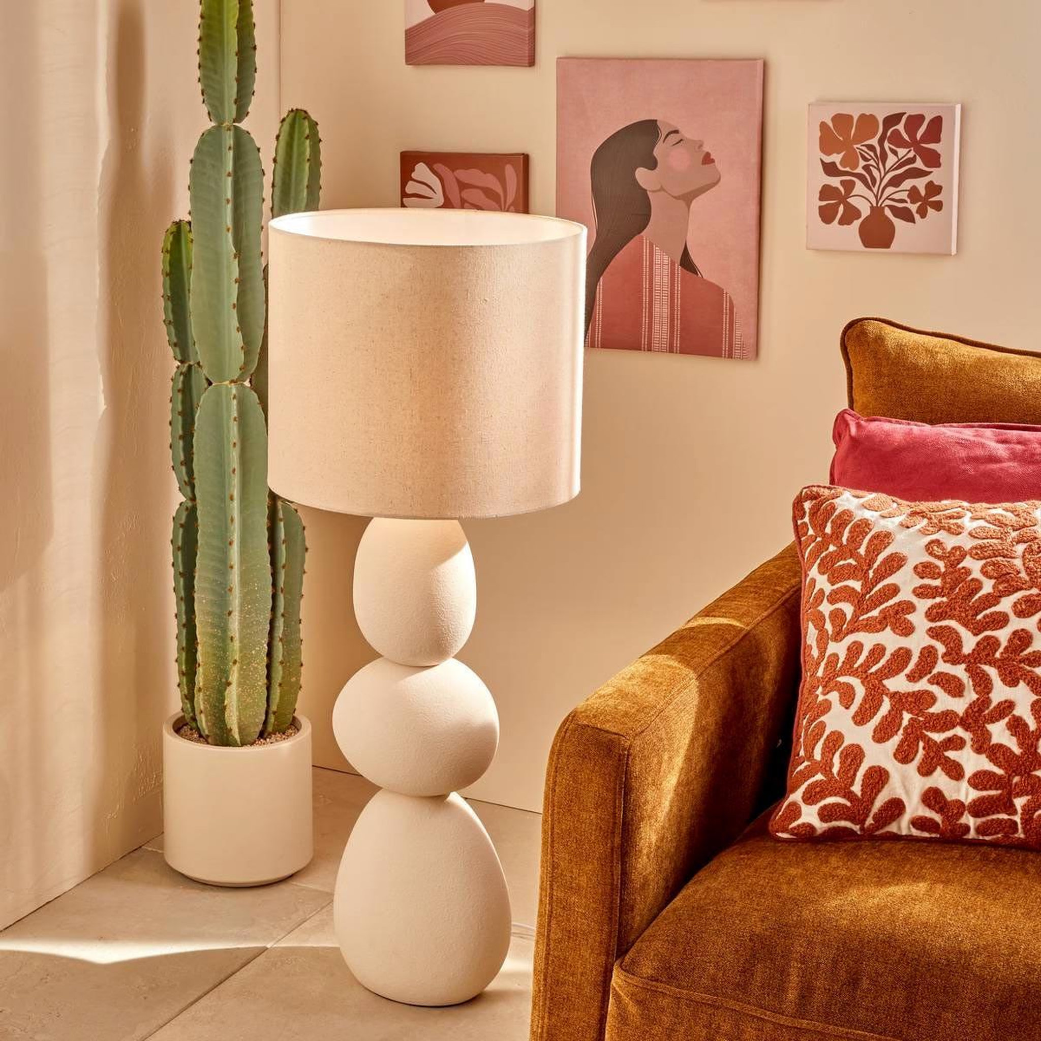 Voir la diapositive 4 : ATMOSPHERA Lampadaire design en céramique  alitha  100cm beige