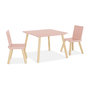 Voir la diapositive 1 : SWEEEK Table carrée enfant avec 2 chaises. pieds en pin. rose