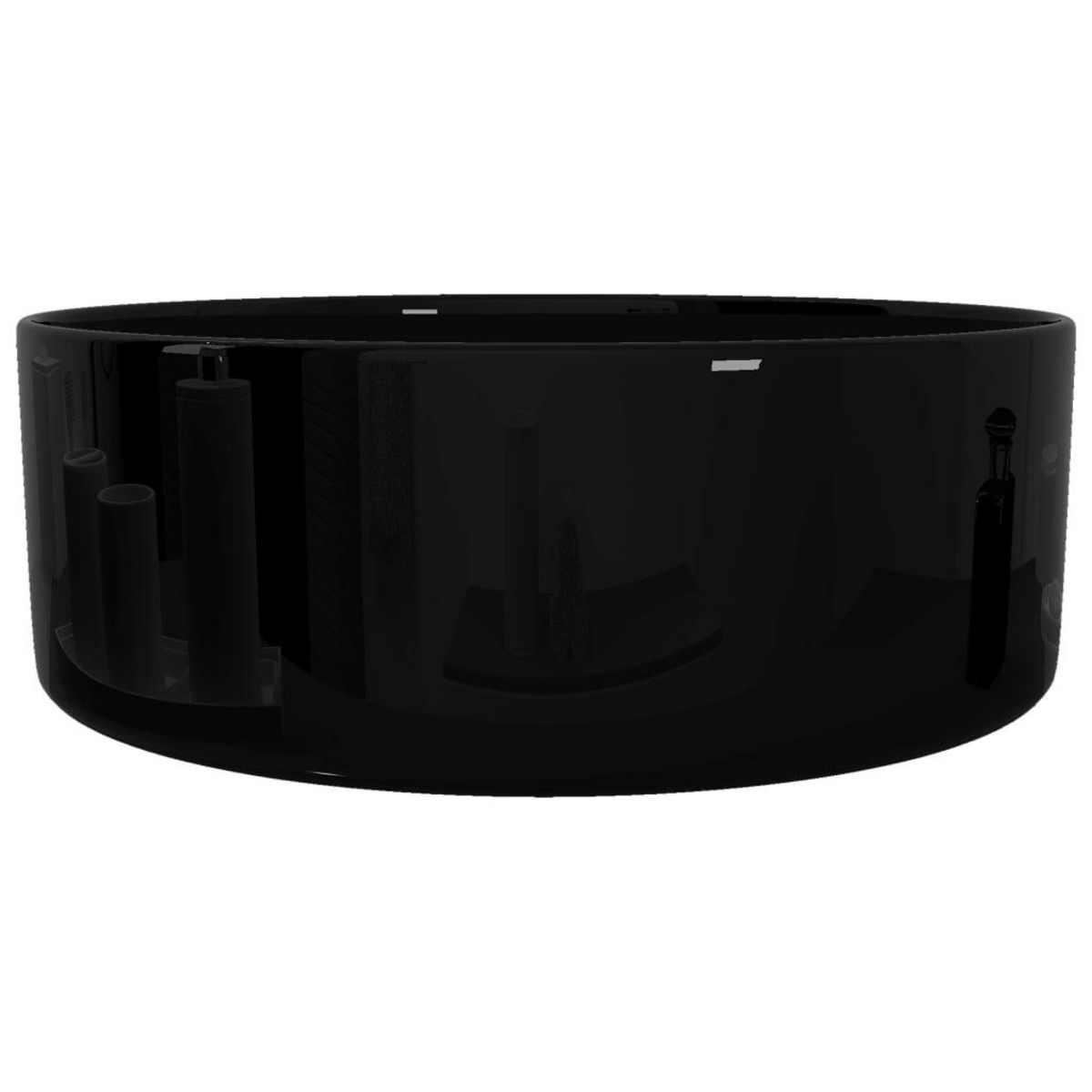 VIDAXL Lavabo rond Ceramique Noir 40 x 15 cm