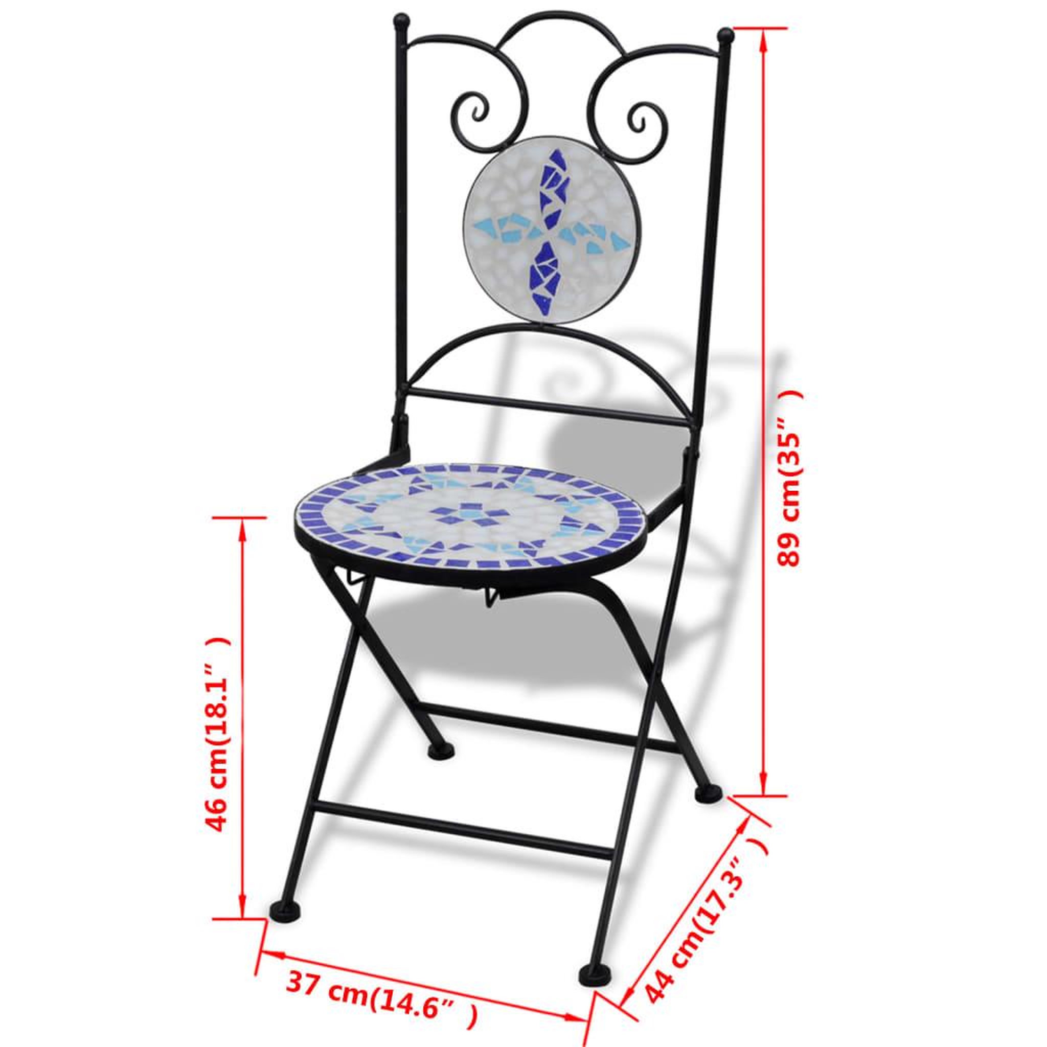 Voir la diapositive 6 : VIDAXL Chaises pliables de bistro lot de 2 Ceramique Bleu et blanc