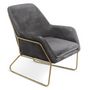 Voir la diapositive 1 : Paris Prix Fauteuil Design en Velours  Baldy  84cm Gris & Or