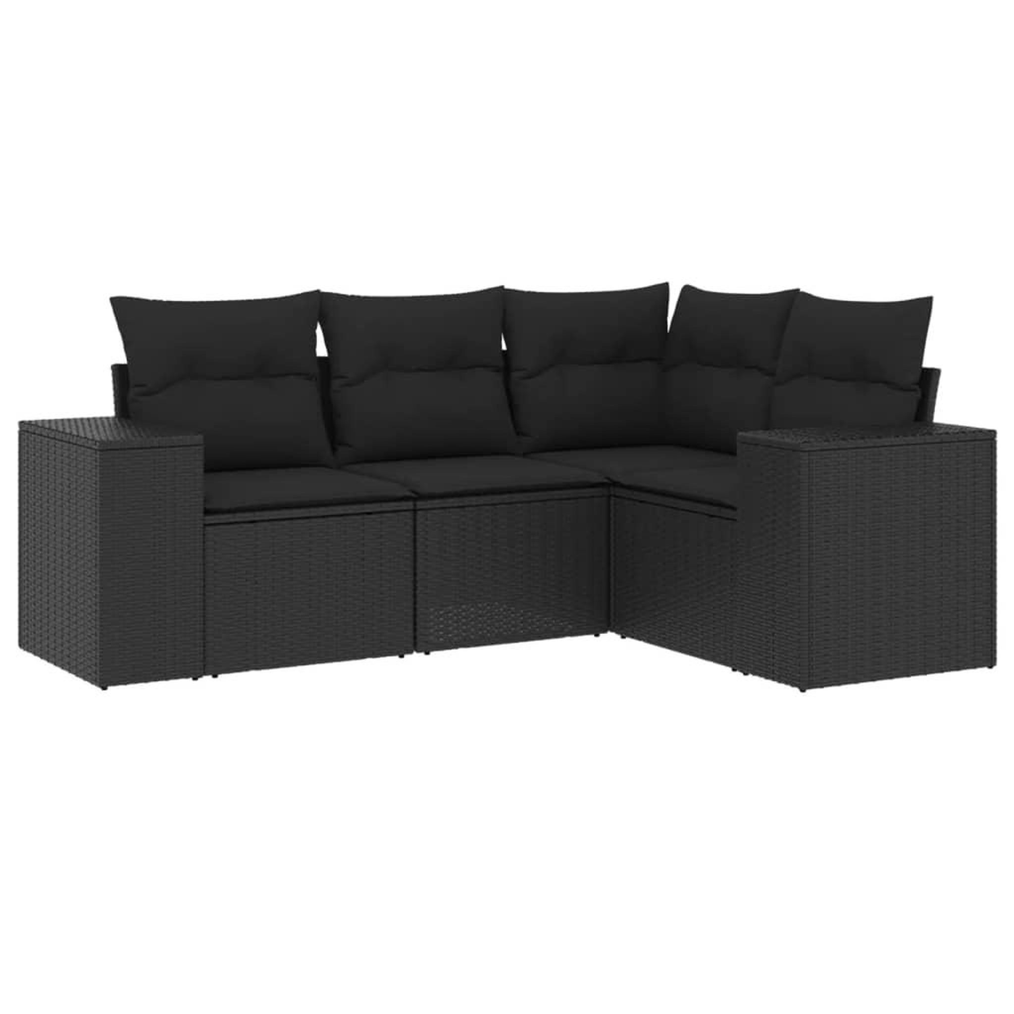 Voir la diapositive 2 : VIDAXL Salon de jardin 4 pcs avec coussins noir resine tressee