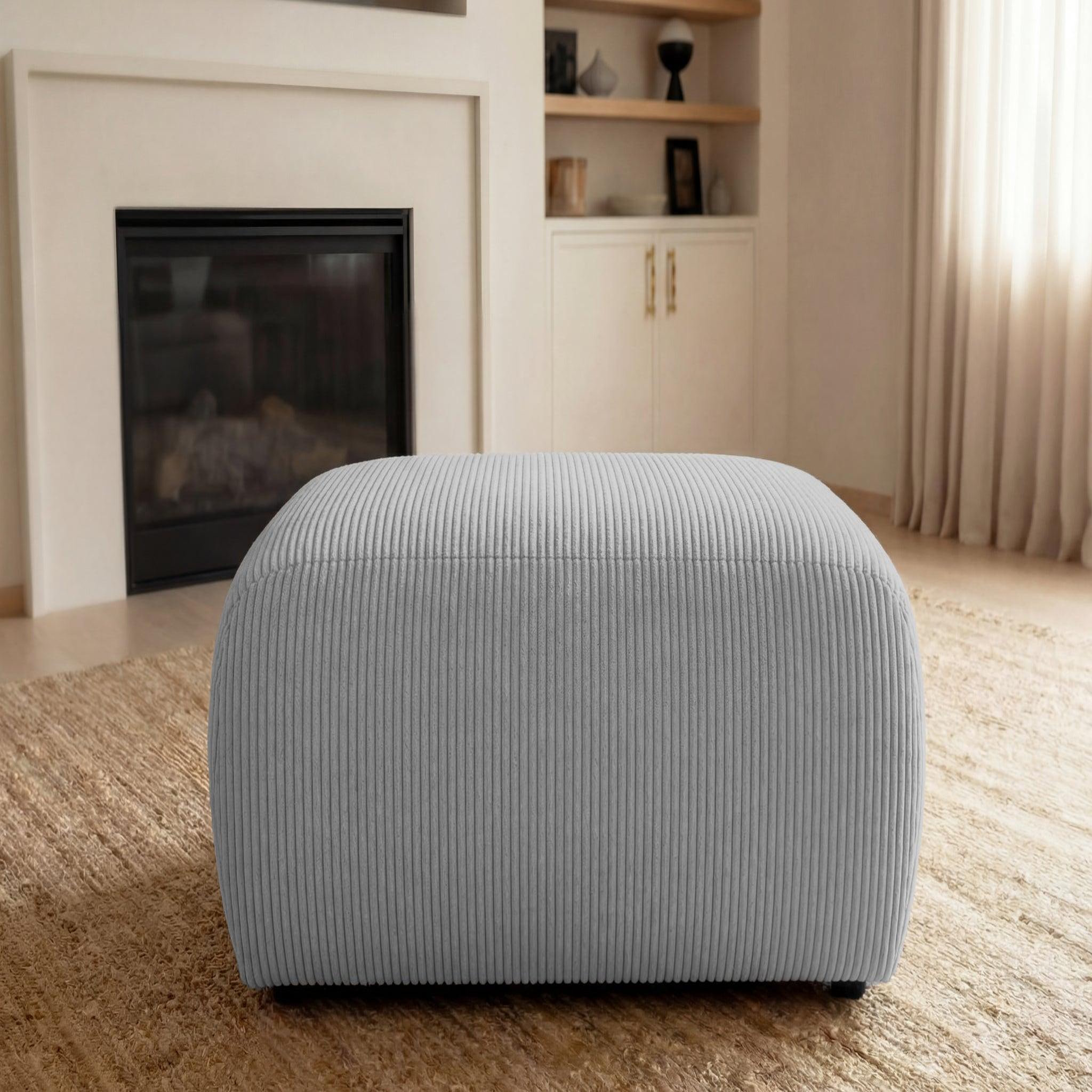 Voir la diapositive 3 : CASANOVA PARIS Sacha - pouf en velours côtelé 105x57x40