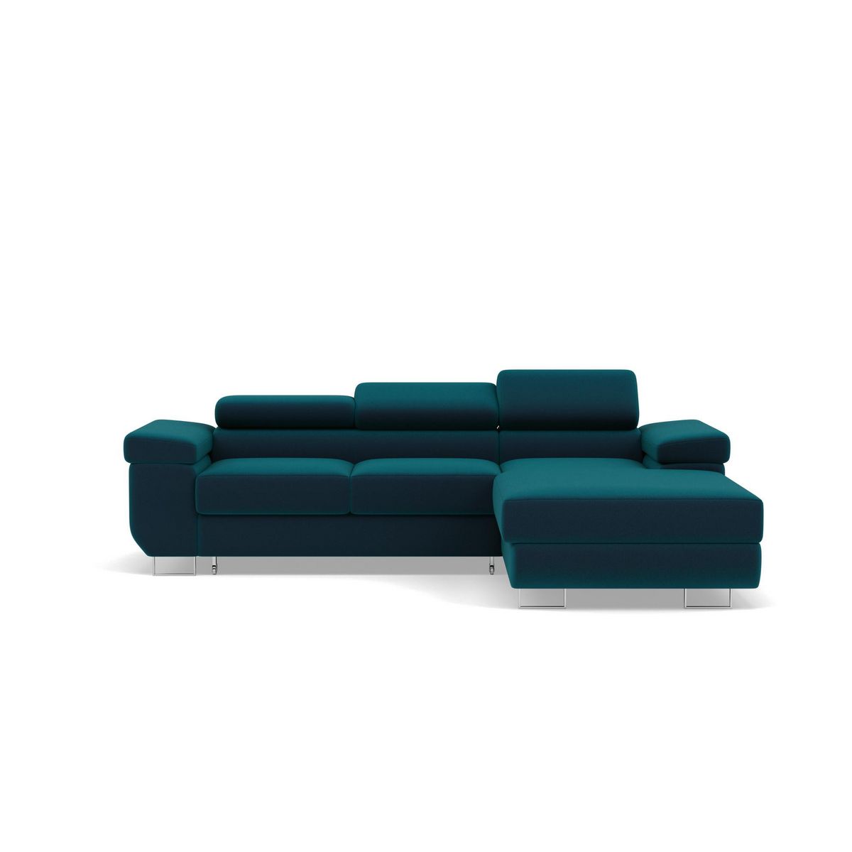 BEST MOBILIER Pablo - canapé d'angle droit - 6 places - convertible avec coffre et têtières réglables - en velours