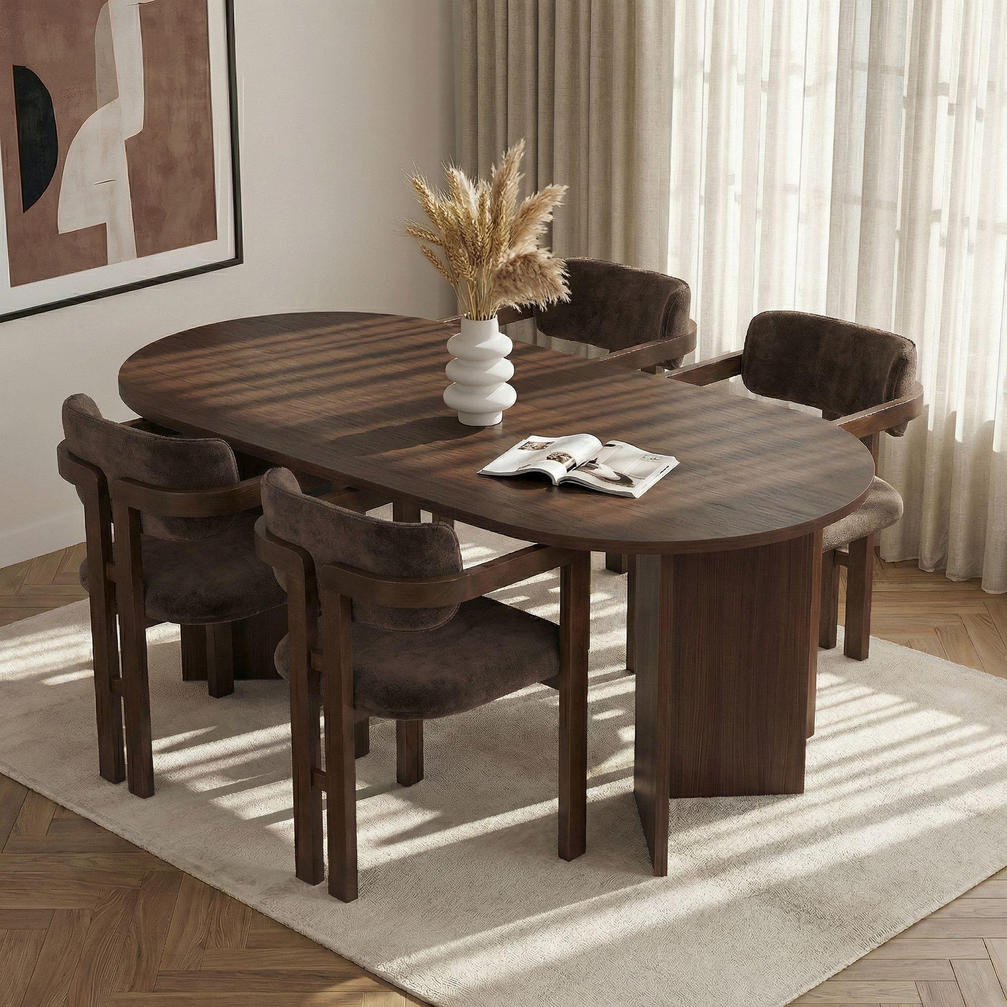 Voir la diapositive 2 : Habitat et Jardin Ensemble table et chaises (5 pièces) en bois  meridia 4  - 180 x 90 x 75 cm - marron