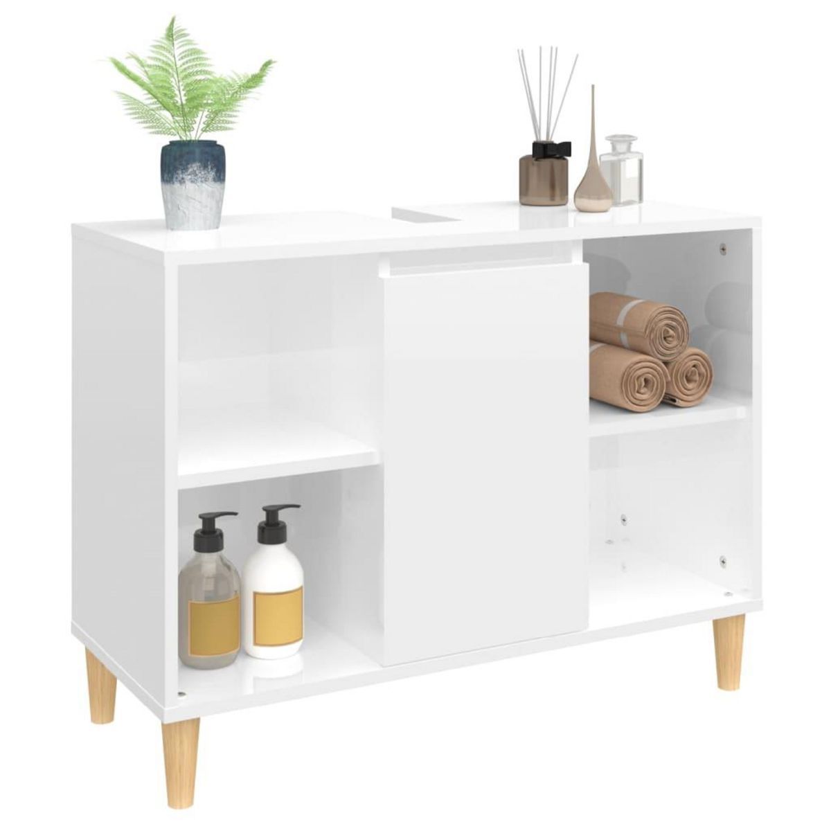 VIDAXL Meuble d'evier blanc brillant 80x33x60 cm bois d'ingenierie
