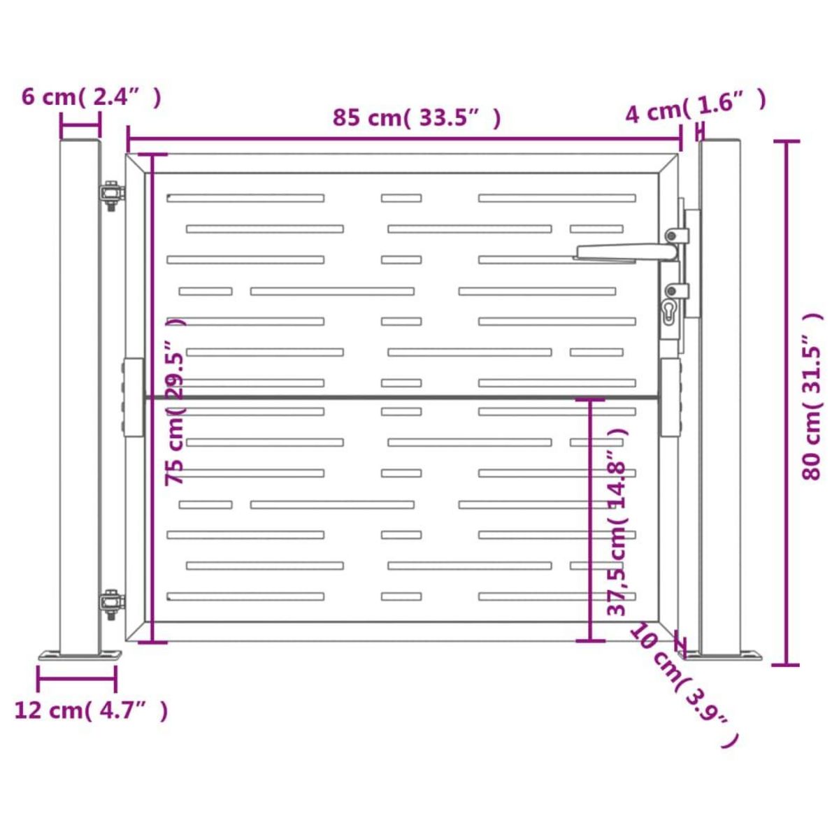 VIDAXL Portail de jardin anthracite 105x80cm acier conception de carre