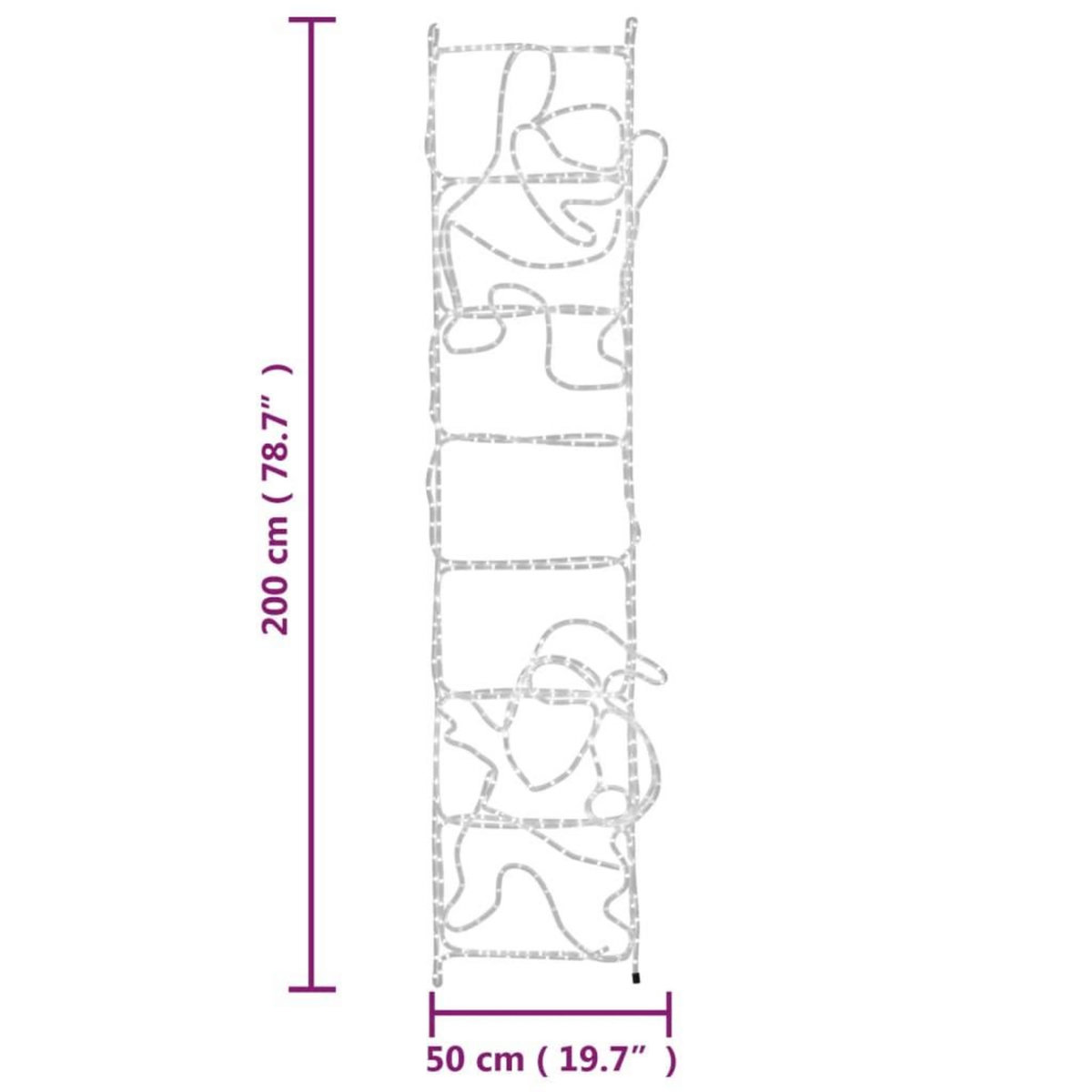 VIDAXL Figurine Pere Noël sur echelle pliable avec 552 LED 50x200 cm