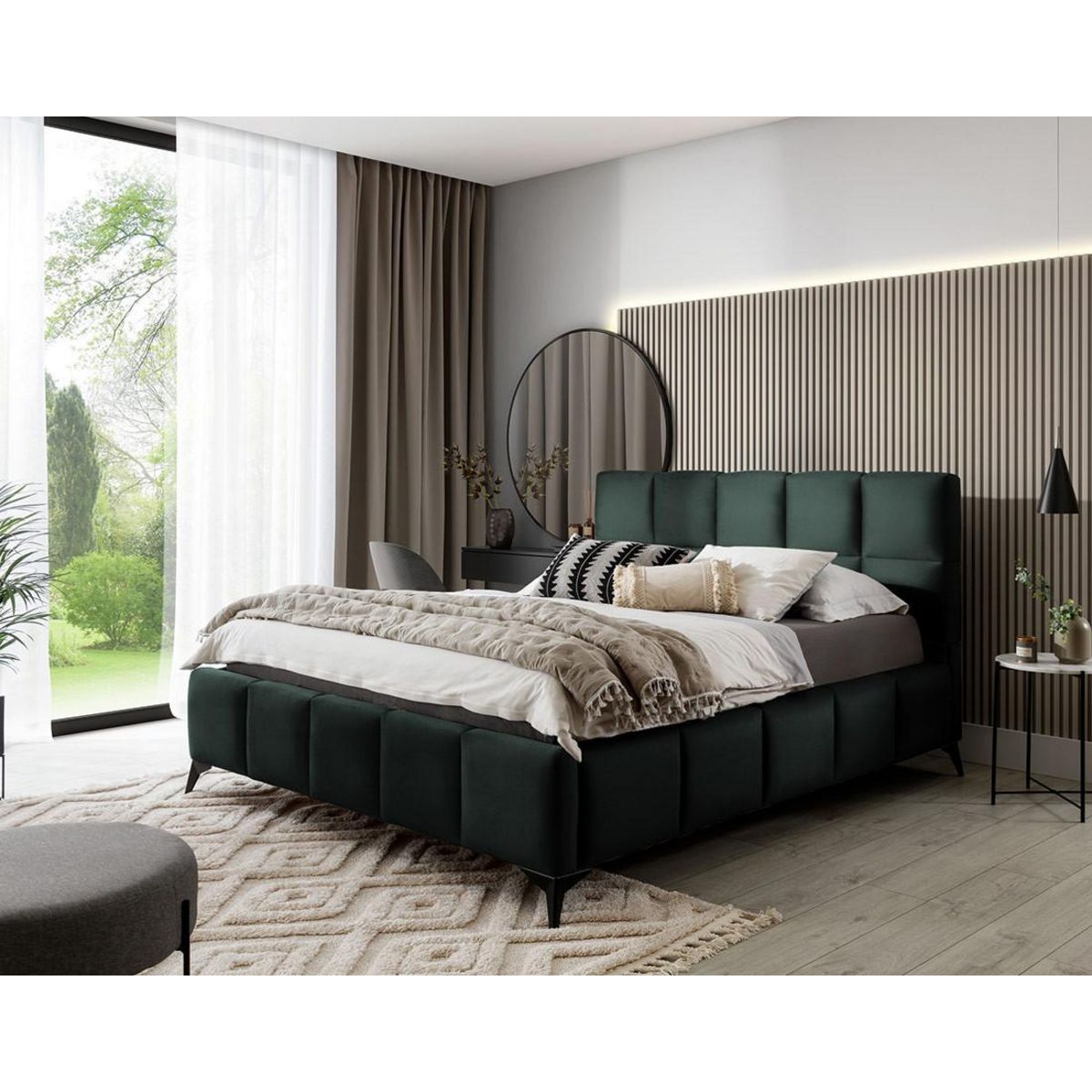 BEST MOBILIER Millie - lit coffre - 160x200 cm - sommier inclus - en velours