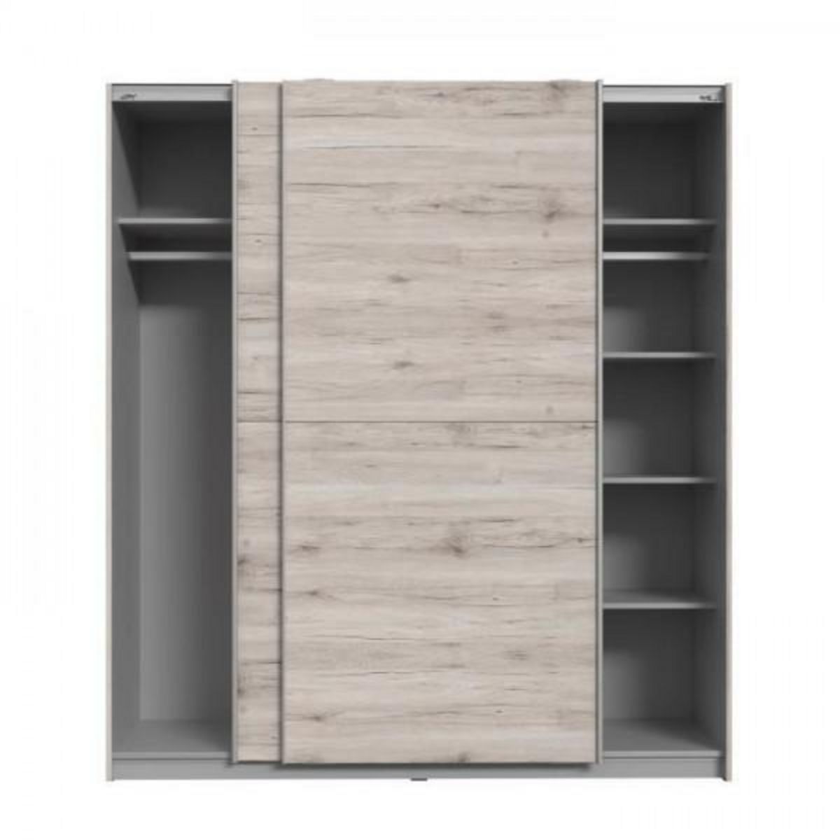 MARKET24 Armoire 2 portes coulissantes - Panneaux de particules - Décor chene cendré clair - L 170,3 x P 61,2 x H 190,5 cm - ULOS