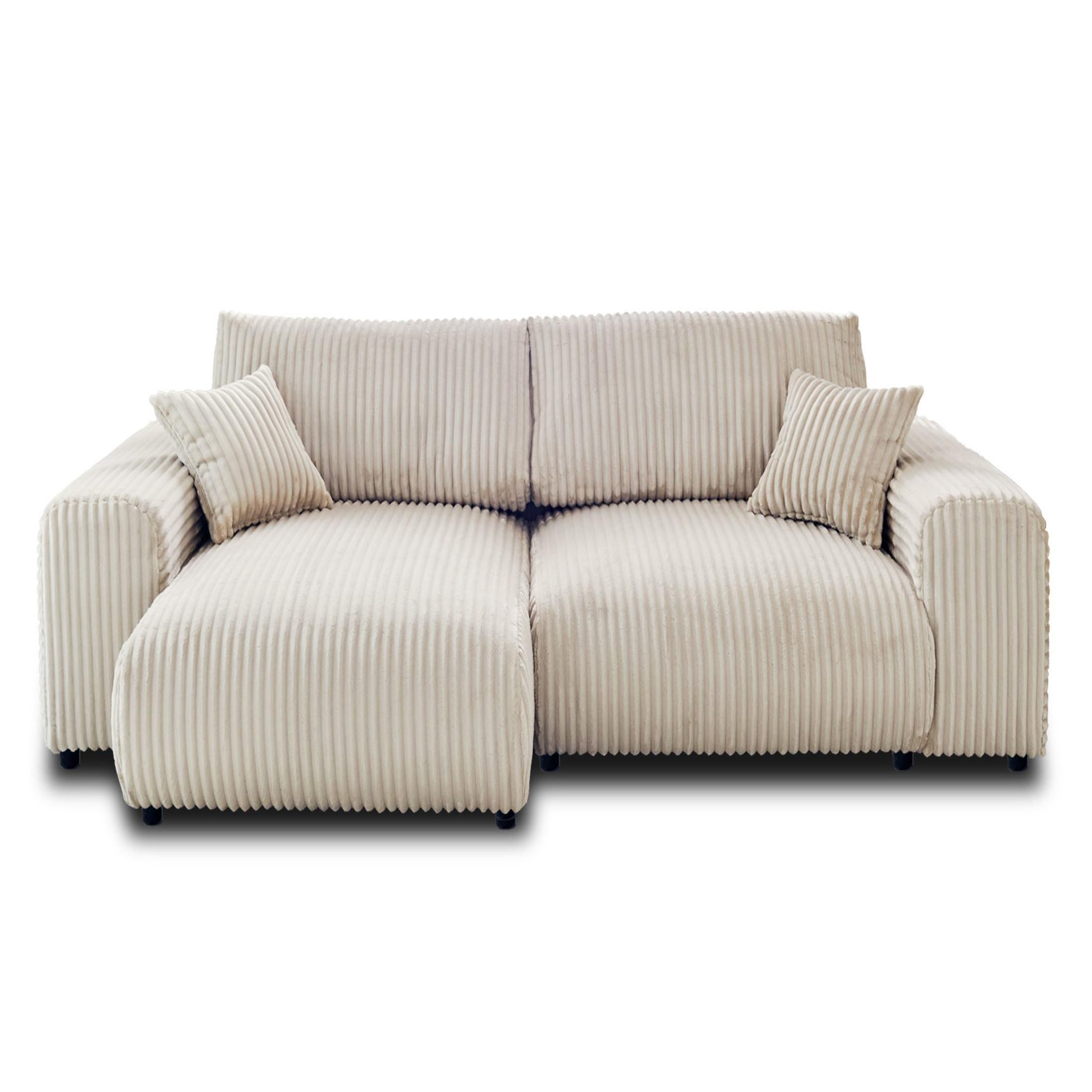 BEST MOBILIER Garance - canapé d'angle réversible - 4 places - en velours côtelé grosses côtes. Coloris disponibles : Gris, Blanc, Orange, Bleu, Noir, Vert, Beige