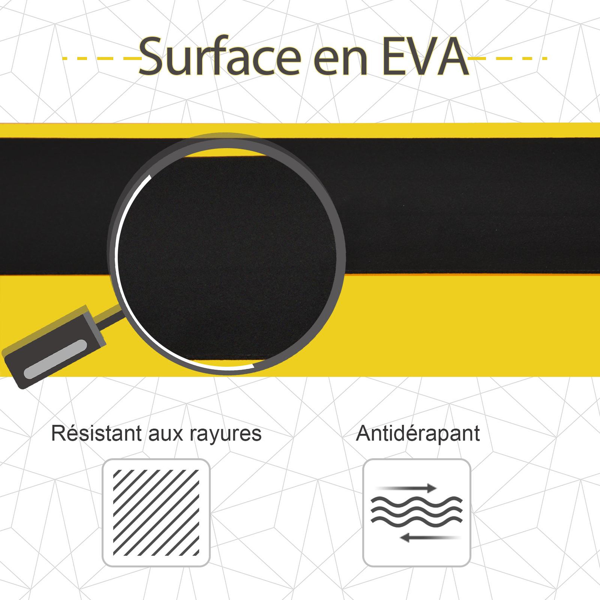 Voir la diapositive 6 : HOMCOM Lot de 2 tréteaux pliables telescopiques poignée transport dim. 100L x 49l x 62-89,5H cm surface antidérapante métal noir jaune