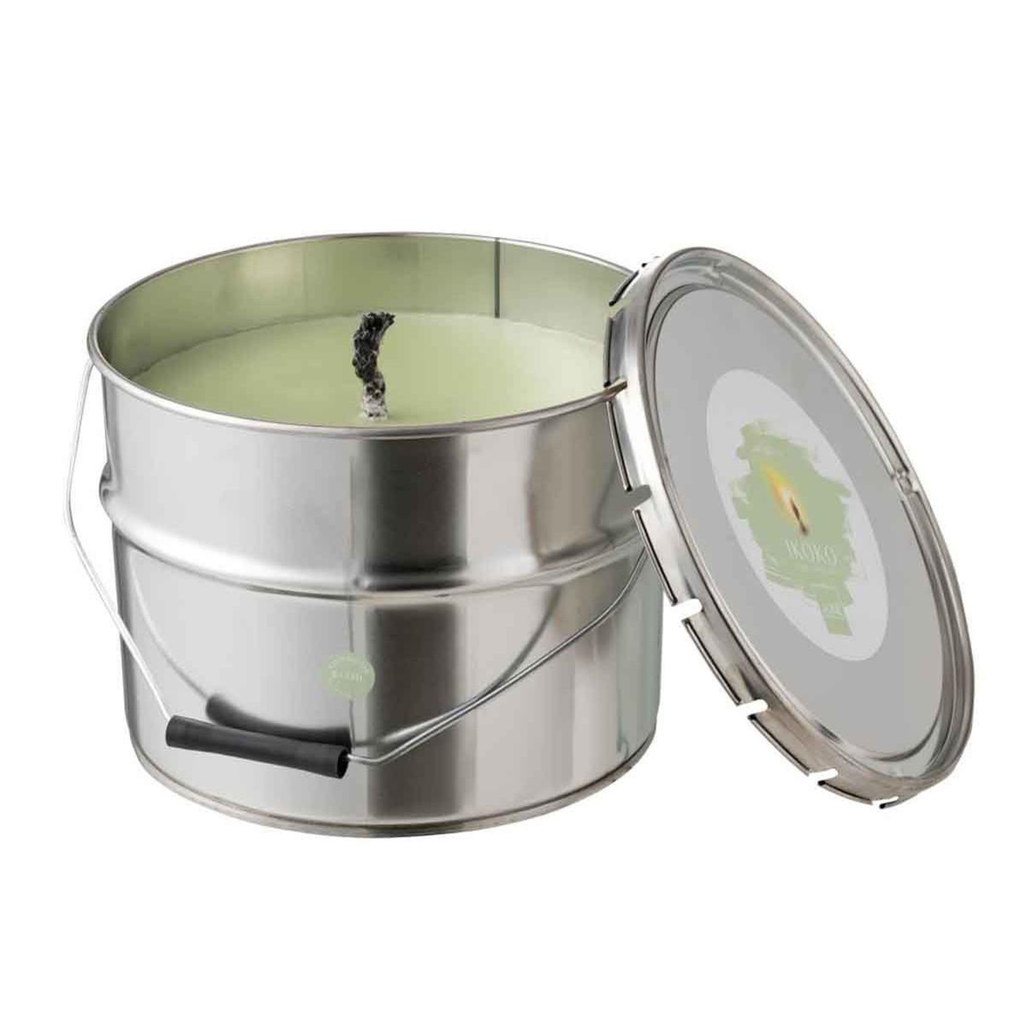 Voir la diapositive 1 : J-LINE Bougie parfumée  ikoko citronnelle  28cm vert menthe