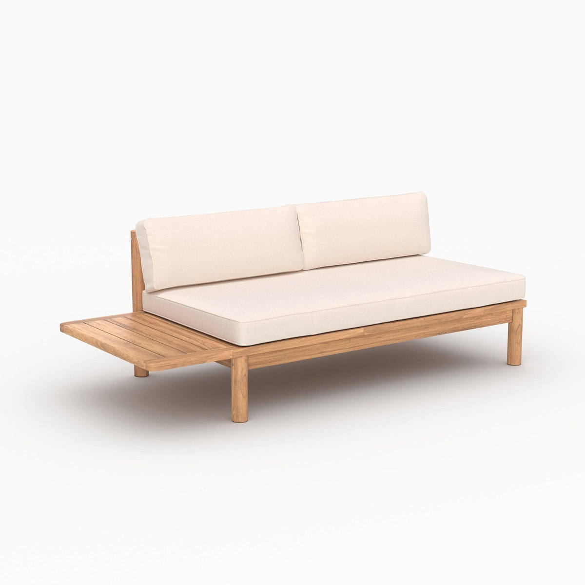 Rendez vous déco Canapé de jardin en teck massif et coussin blanc 2 places-Nadila