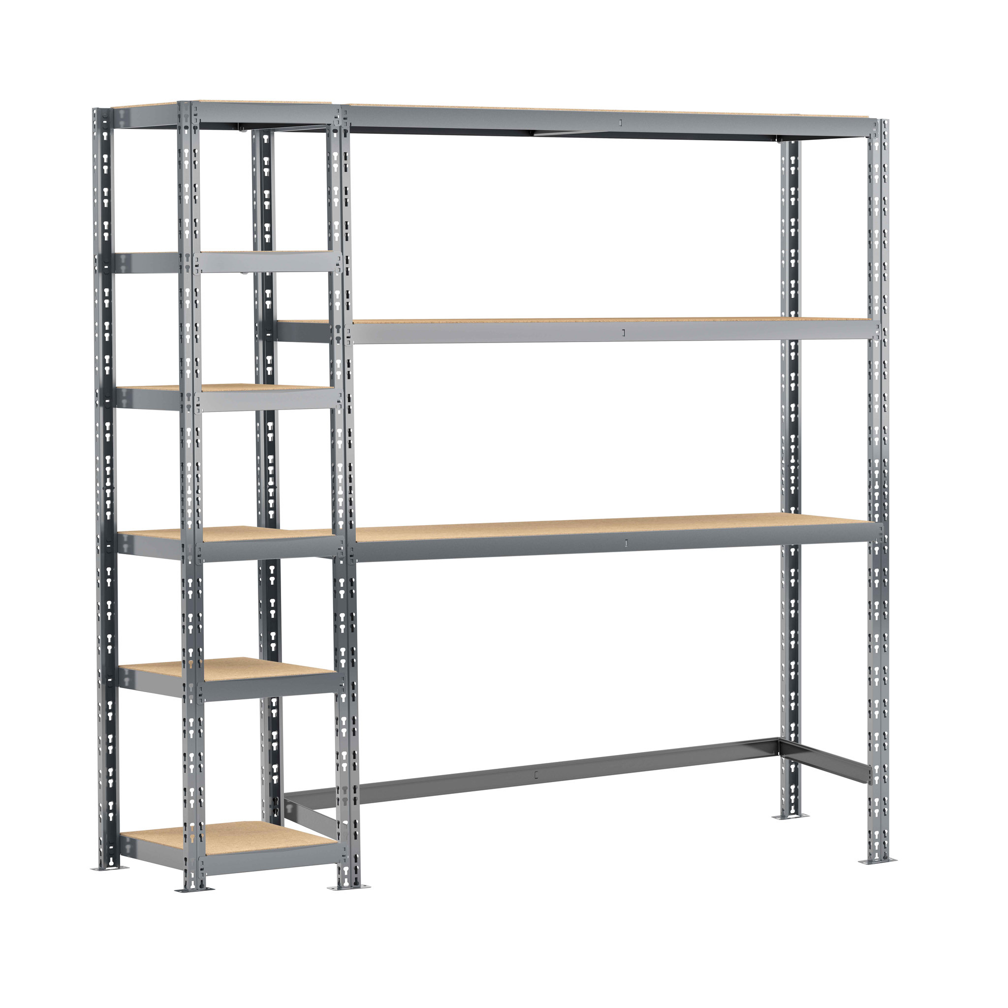Voir la diapositive 1 : Concept rangement de garage MODULÖ STORAGE SYSTEME EXTENSION 2 étagères 9 plateaux longueur 200 cm