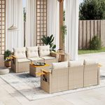 VIDAXL Salon de jardin avec coussins 7 pcs beige resine tressee